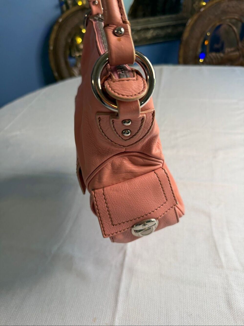 Marc Jacobs Blake Blush Pink Y2K Leather Multi Pocket Hobo Purse Handbag - Picture 8 of 16